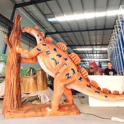 Orange modèle de dinosaure animatronique imperméable à l'eau imperméable aux intempéries pour le parc d'attractions